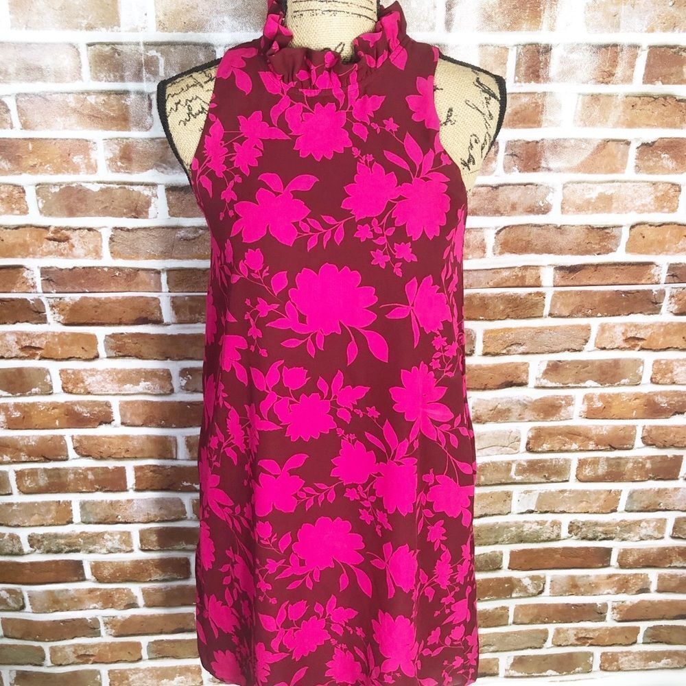 Gibson Pink Brown Flower Petite Dress Size PXS